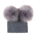 thumbnail image 1 of Kids Baby Autumn Winter Solid Color Warm Knit Hat Large Double Ball Woolen Cap, 1 of 9