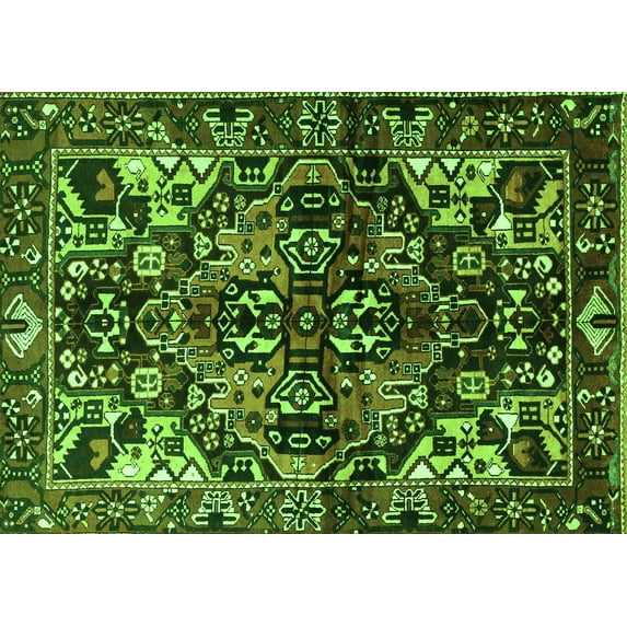Ahgly Company Indoor Rectangle Persian Green Traditional Area Rugs, 5' x 8'
