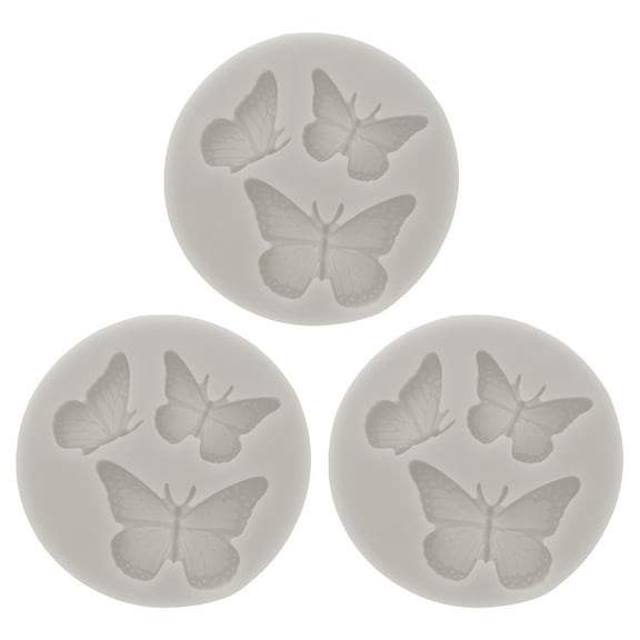 3pcs Polymer Clay Mold, Clay Mold Fondant Mold 3 Butterfly Mold Silicone Rose for Crafts Air Dry DIY Cakes, Grey