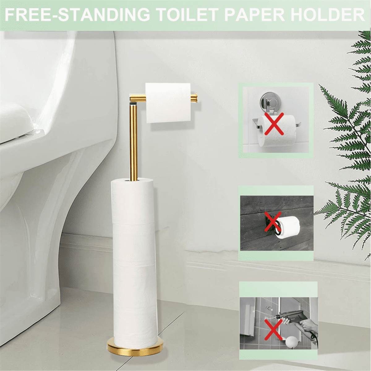 Toilet Paper Holder Stand, Storage Tissue Roll Holder Free Standing for Bathroom, Modern Toilet Paper Roll Holder