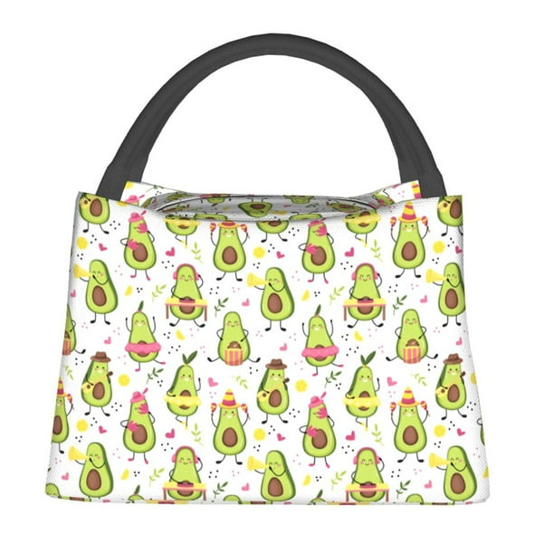 Fotbe Avocado Playing Music Bolsa Térmica Portátil con Estampado, Bolsa de Entrega de Alimentos Aislada, Bolsa Reutilizable de Gran Capacidad para Comidas y Supermercado