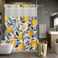 thumbnail image 5 of Lemon No Hooks Shower Curtain with Snap-in Liner Spring Watercolor Country Yellow Lemon Blue Leaf Linen Texture Shower Curtains for Bathroom, Waterproof, Easy Install, Washable 72"x96", 5 of 9