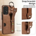 thumbnail image 5 of for Samsung Galaxy A52 4G/5G Wallet Case with Card Holder, Hand Wrist Strap Loop Holder Kickstand, Finger Grip Ring PU Leather Double Buttons Shockproof Soft TPU Cover for Galaxy A52 4G/5G, Brown, 5 of 10