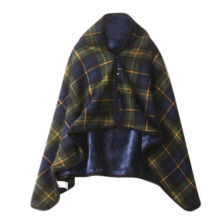 Dengmore Wearable Plaid Fleece Blanket With Button Nordic Shawl Blankets For Office Sleep Winter Warm Travel Sofa Bed Throw Blanket