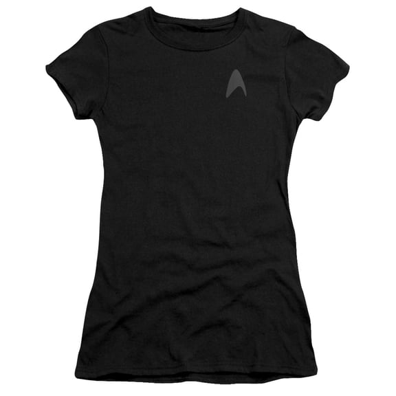 Star Trek Darkness Command Logo Junior Women's Sheer T-Shirt Black