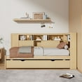 thumbnail image 4 of Twin Size Wood Daybed w/ Storage, USB, Trundle - Natural Finish, 85"x50" Solid Pine Daybed for Living Room/Guest Room - No Box Spring Needed, 4 of 19