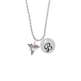 thumbnail image 2 of Delight Jewelry Silvertone SLP Caduceus - Silvertone Script Initial Disc - B - Charm Necklace, 20"+3", 2 of 4