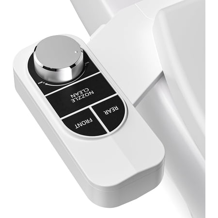 SAMODRA Non-Electric Bidet - Self Cleaning Dual Nozzle (Frontal and Rear Wash) Fresh Water Bidet Toilet Seat Attachment with Independent Adjustable Water Pressure (Classic Silver)