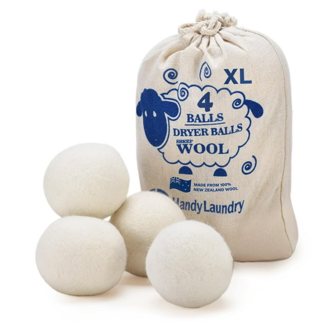 Pelotas de lana para secadora Handy Laundry, paquete de 4, suavizante natural