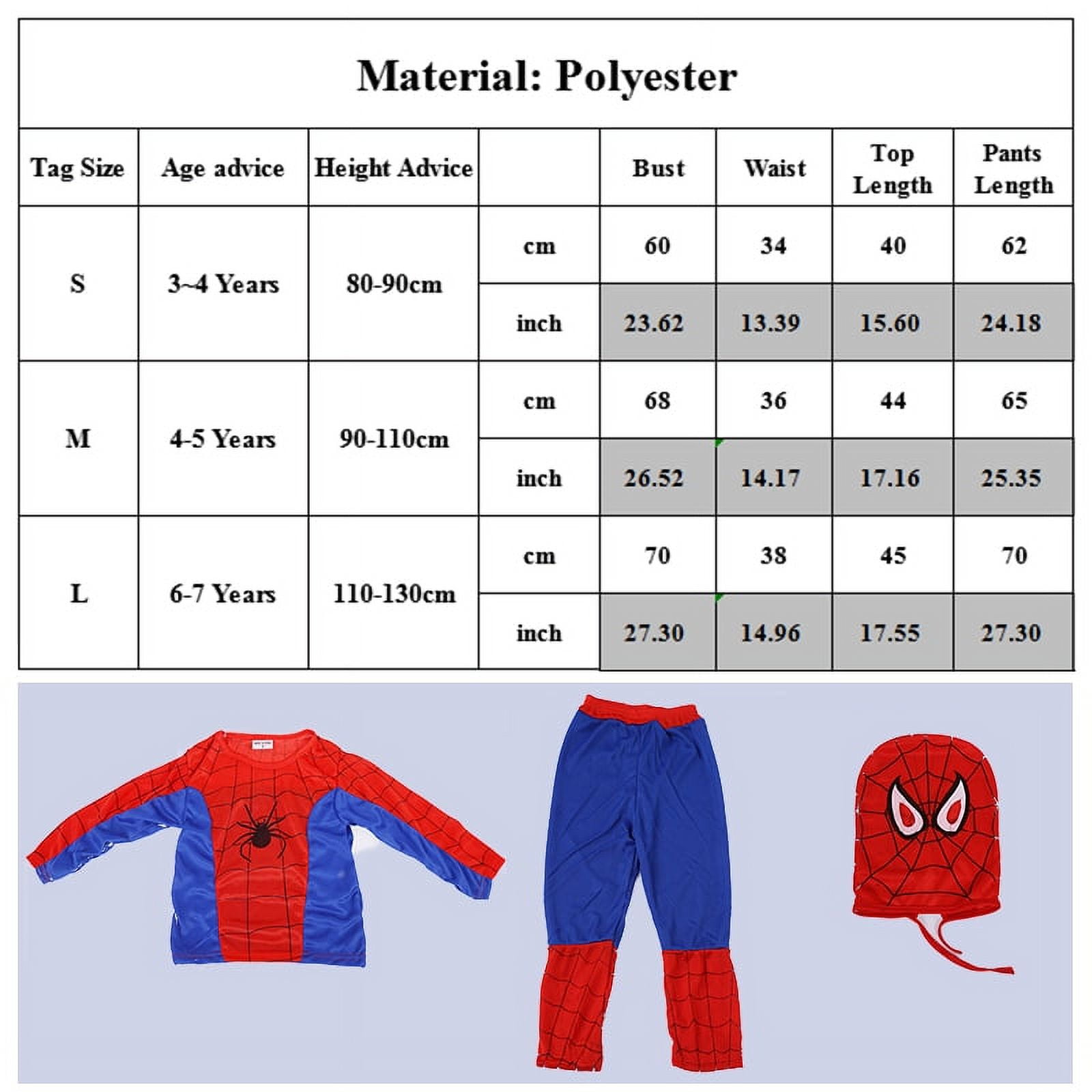 Superhero Costume Clothes Child Fancy Dress Up Kids Boys Juniors Halloween Cosplay Outfits M