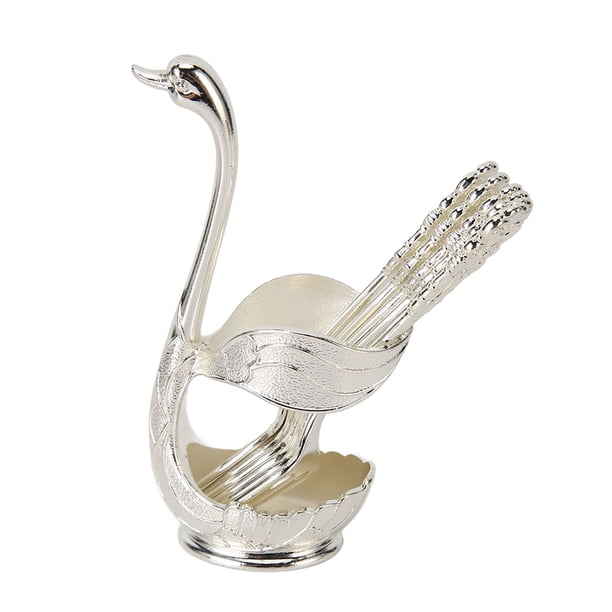 Juego De Vajilla, Juego De Tenedores Con Base De Cisne Multiusos A Prueba De Herrumbre, Color Plateado Para Café