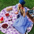 thumbnail image 3 of Purple Spring Floral Round Tablecloth 60 Inch - Waterproof Fabric Table Cloth Protector, Watercolor Summer Botanical Tablecloths Washable Table Cover for Kitchen Banquet Coffee Table Party, 3 of 6