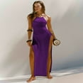 thumbnail image 7 of LYMAYTER Women Halter Dresses Knitted Fashion Open Back Dress for S-L Double High Slit Beach Long Dress, 7 of 7