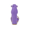 thumbnail image 2 of BLISSFUL STEP Chaussures pour Femmes en Faux Suède à Talon Épais Haut Plateforme à Bride à la Cheville Sandales à Bout Ouvert Violet 10, 2 of 7