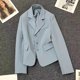 thumbnail image 1 of Blazer azul de una sola botonadura para mujer, chaqueta de traje de manga larga de moda coreana para mujer 2023, blazer holgado y elegante para mujer, 1 of 6