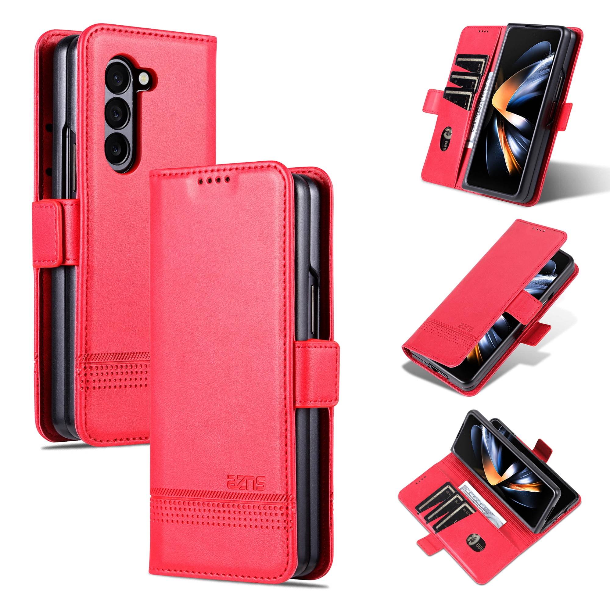 for Samsung Galaxy Z Fold 6 Case, Shockproof PU Leather Magnetic Full Body Stand Flip Wallet Case Cover with Card Holder Phone Case