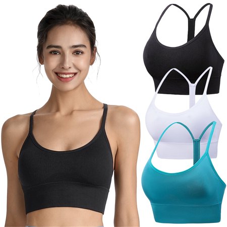 

Pretty Comy Y Back Sports Bra for Women Plus Size Padded Racerback Spaghetti Straps Low Impact Workout Yoga Bra