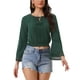 thumbnail image 1 of INSPIRAR CHIC Blusas de Mujer con Mangas de Campana, Encaje Boho, Cintura Fruncida, Blusa Campesina Verde Profundo XS, 1 of 6