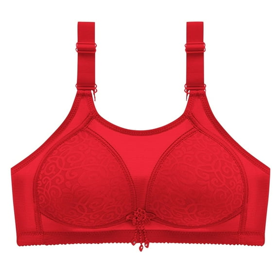 Tnhcen Sports Bras for Women Plus-Size Thin Comfortable Breathable Cotton Bra Cover Underwire Sports Bra Shapewear Underwear Honeymoon Underwear for Women, Red, L