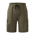 thumbnail image 2 of Men's Flex Cargo Shorts Elastic Waist Drawstring Shorts Summer Outdoor Work Casual Lightweight Big & Tall Camo Cargo Shorts Multi Pocket Quick Dry Bermuda Short,Green 3XL, 2 of 4
