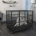thumbnail image 3 of Waleaf 42 Inch Heavy Duty Dog Crate Cage with Wheels for Indoor, Large Dog Kennel with Removable Tray, 3 of 9
