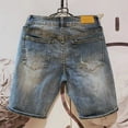 thumbnail image 5 of Men's summer fashion beach denim shorts youth outdoor traveling ripped jeans, 5 of 9