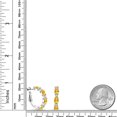 thumbnail image 2 of Gem Stone King 3.84 Ct Oval Yellow Citrine White Created Sapphire 925 Sterling Silver Hoop Earrings, 2 of 4