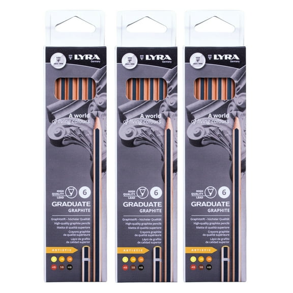 Lyra Graduate Graphite Pencil, Artist Set, 6 Piece, 3 Pack