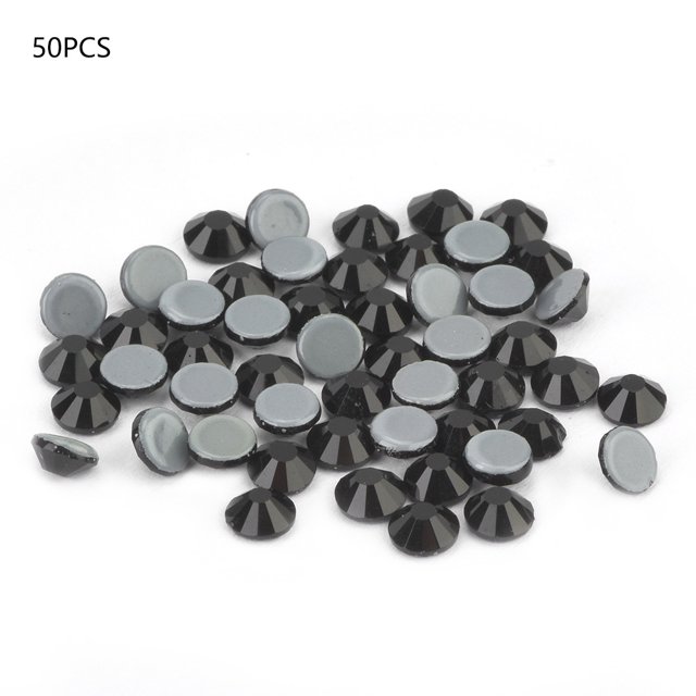 50 piezas de 4 mm de diamante caliente, práctica ropa deslumbrante, accesorio de bricolaje, material de vidrio (negro)