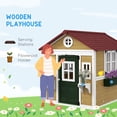 thumbnail image 3 of Outsunny Playhouse for Kids Outdoor, Wooden Playhouse with Doors, Windows, Planter Pots and Boxes for Toddlers 3-8 Years, Backyard, Beige, 3 of 8
