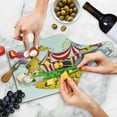 thumbnail image 4 of Circus Cutting Board, Show Animals Smiling Magician and Happiness Themed Illustration, Decorative Tempered Glass Cutting and Serving Board, Wine Bottle Shape, Multicolor, by Ambesonne, 4 of 5
