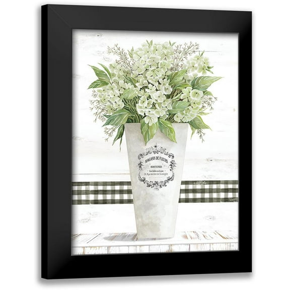 Jacobs, Cindy 12x14 Black Modern Framed Museum Art Print Titled - White Hydrangea
