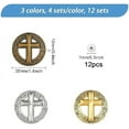 thumbnail image 3 of 12 Sets 3 Colors Leather Decoration Conchos Alloy Cross Pattern Buckles Flat Round Screw Back Hollow Decorative, 3 of 7