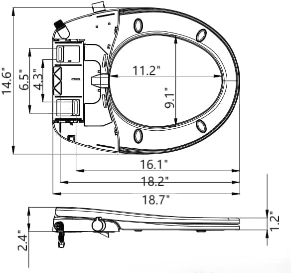 17" Bidet Toilet Seat Elongated, Non-Electric Bidet, Self Cleaning Dual Nozzles, Adjustable Spray Pressure and Position, Non-Electric Bidet Toilet Seat with Quiet-Close, Easy Installation