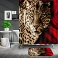 thumbnail image 3 of 4 Pcs Bathroom Shower Curtain Set,Blue Leopard Print Shower Curtain Bright Style Shower Curtain Sets with Rugs(Bath Mat,U Shape and Toilet Lid Cover Mat) and 12 Hooks, 3 of 6