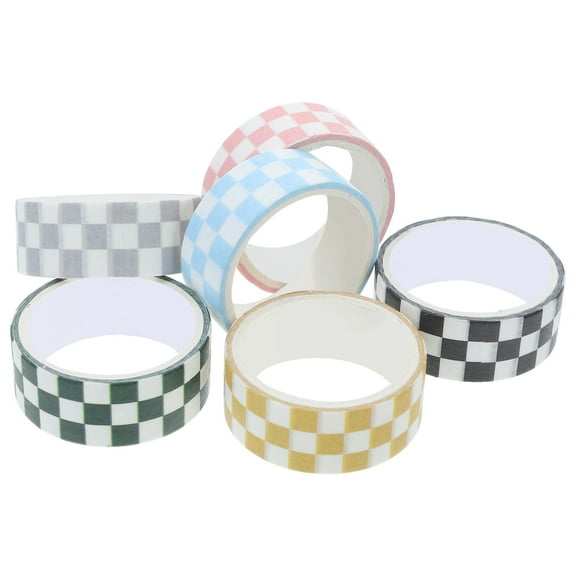 UEETEK Washi Tape Checkered Grid Pattern Crafting Tape Assorted Color 6 Rolls