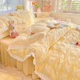 thumbnail image 1 of Cute Princess Style Seersucker Bedding Set For Women Cotton Solid Color Ruffle Bed Skirt Sheet Sets King Queen Comforter Cover FGS, 1 of 7