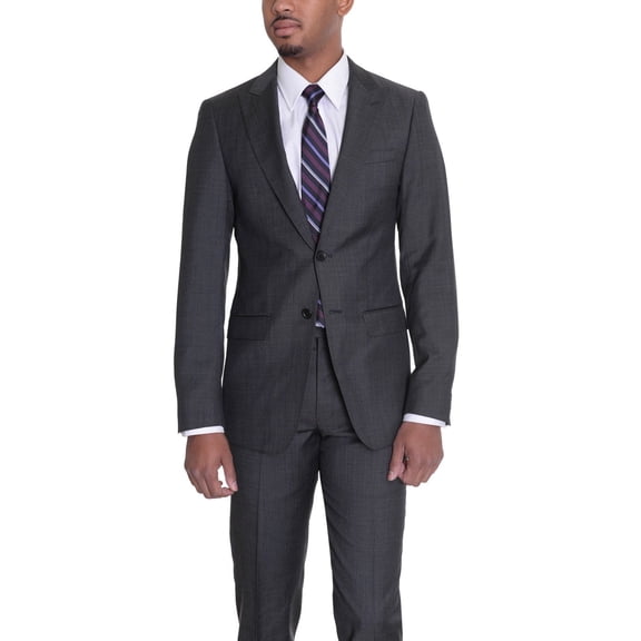 Raphael Mens Charcoal Gray Slim Fit 2 Piece Suit With Peak Lapels