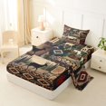 thumbnail image 2 of Castle Fairy Rustic Patchwork Western Wildlife Twin Sheets 3pcs,Aztec Plaid Cabin Pine Paw Print Bedding,Brown Red Cream,1 Fitted Sheet, 1 Flat Sheet and 1 Pillowcase, 2 of 6