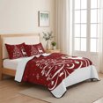 thumbnail image 5 of Quilts Twin XL Size Bedding Set, Red Christmas Lightweight Quilted Comforter, Xmas Tree Elk Snowflake Winter Soft Reversible Bedspread Coverlet with Pillow Covers for All Season, 68" x 98", 5 of 9
