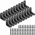 thumbnail image 1 of Soporte fijo negro Soporte de ángulo recto Soporte de metal en forma de L con tornillos Soporte de gabinete para muebles de madera 20 piezas 30 * 30 * 16 mm, 1 of 5