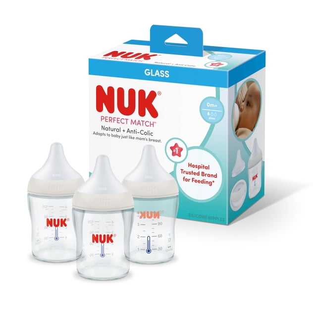 Mamaderas NUK Perfect Match de vidrio 120 ml, pack de 3