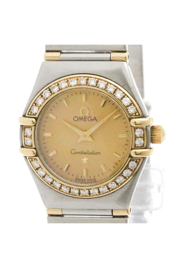 Pre-Owned OMEGA Constellation Diamond 18K Gold Steel Watch 1367.10 Polished (Good)