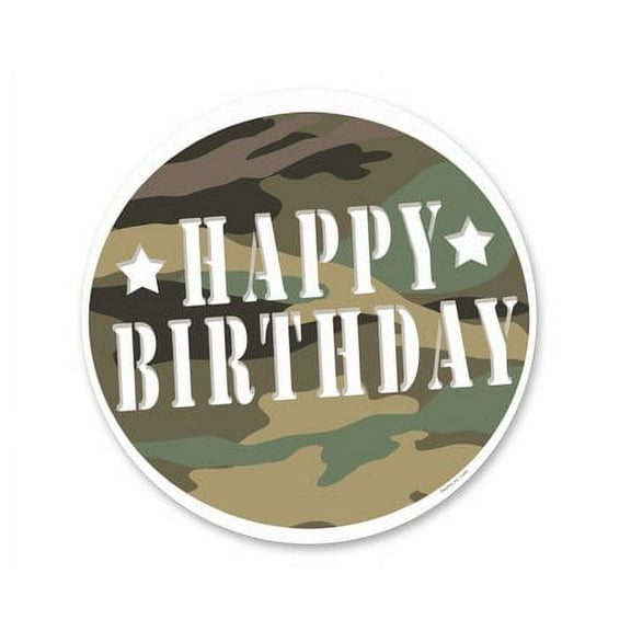 Happy Birthday Camoflage Edible Icing Image Cake Decoration Topper -1/4 Sheet