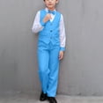 thumbnail image 2 of THDHVS Boys Suit,Boys Summer Outfits,Boy's Solid Color Casual Suit Performance Suit Formal Dress and Wearing A Bow Tie Sets Sky Blue 7-8 Years, 2 of 4