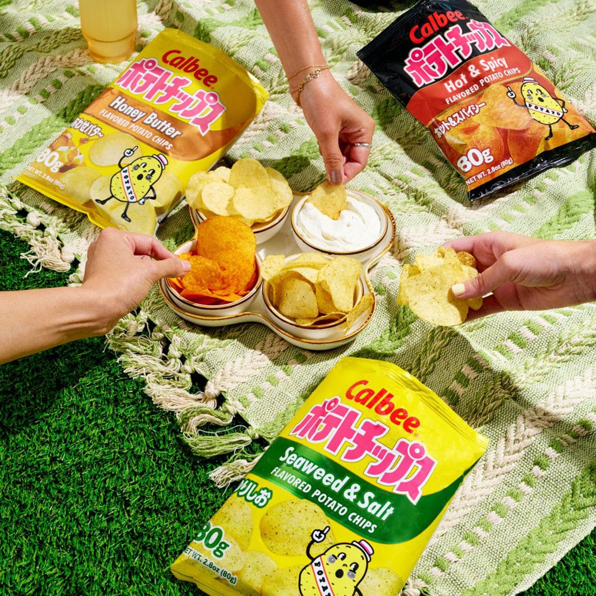 (6 pack) Calbee Potato Chips Seaweed & Salt Flavored 2.8 oz