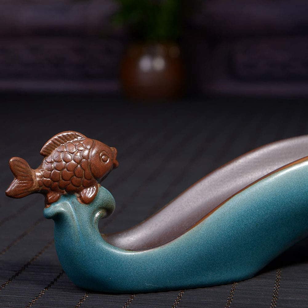 Cute Incense Holder Fish, Ceramic Incense Stick Holder Double Incense Burner, Funny Long Incense Ash Tray for Home Decoration, Yoga. Meditation, Tea