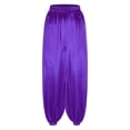 thumbnail image 3 of TiaoBug Womens Belly Dance Pants Elastic Waistband Satin Harem Pants Dancing Tribal Latern Bloomers Pants Purple L, 3 of 7
