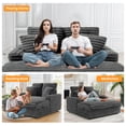 thumbnail image 2 of Oversized Chaise Lounge Chair Indoor, Upholstered Sofa Bed with Throw Pillows and Armrests, Sleeper Chair for Living Room, Bedroom,Light Grey, 2 of 8
