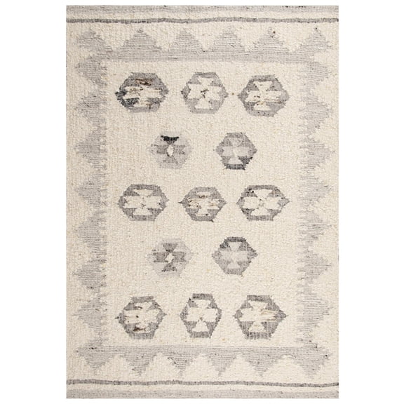 Rizzy Rugs Nova Area Rug NVA950 Southwestern Silver/Ivory, 8' x 10', Silver/Ivory